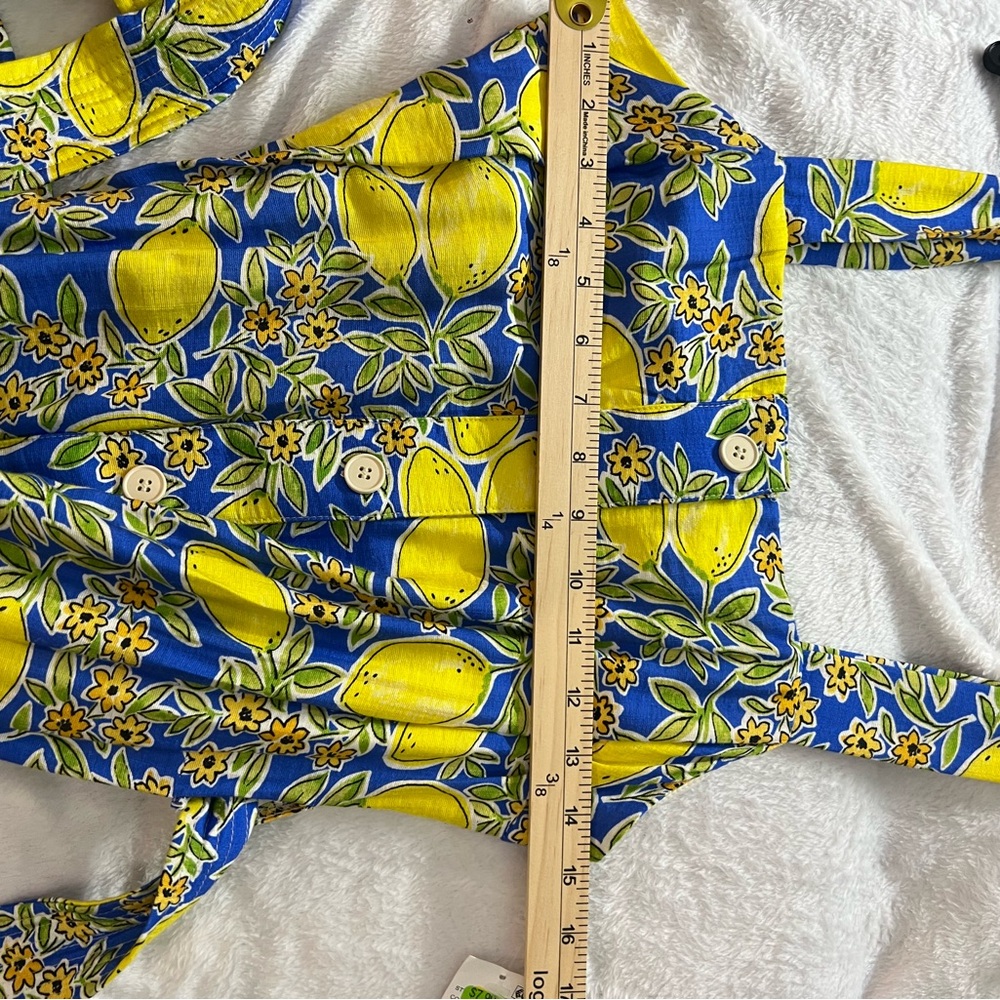 TCEC Blue and Yellow Lemon-Print Midi Dress - Picture 3 of 4